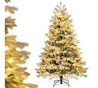 KRXSOBNV, Alberi di Natale artificiali ricoperti neve con luci LED bianche calde, punte dei rami in PE e PVC, base in metallo pieghevole, decorazioni natalizie for l'home office,albero di natale(6FT)