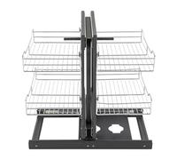KRXSOBNV, Armadietto ad Angolo Cieco Estraibile, Cestello Estraibile a 2 Livelli Organizzatore for Armadietto da Cucina Estraibile con Quattro Ripiani for Armadietto da 80 cm, Montaggio Inferiore,Org