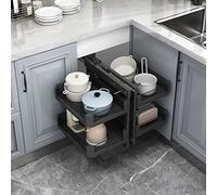 KRXSOBNV, Armadietto da cucina ad angolo con ripiano estraibile, ripiano con 4 cestelli in alluminio, ottimizzatore angolare estraibile completamente, aperto con la mano sinistra o destra,Organizzato