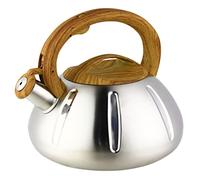 KRXSOBNV, Bollitore con fischio for piano cottura Teiera con fischio, teiera con manico in legno anti-calore,Bollitori per tè(3L)