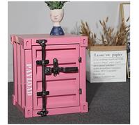 KRXSOBNV, Comodino retrò Grigio, Comodino a 2 Strati con Porta, Camera da Letto, Soggiorno, Tavolino portaoggetti 40 * 38 * ,Armadietti vintage(Pink)