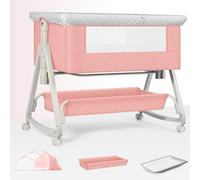 KRXSOBNV, Culla sul comodino con ruote, culla portatile regolabile, mobile for il bambino,Pink ，Lit bébé(Pink)