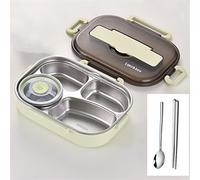 KRXSOBNV La scatola del pasto， Lunch box in acciaio inossidabile, Bento Box, ciotola for zuppa con cucchiaio e bacchette, contenitore for il pranzo, cibo S, lunch(Yellow)