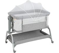 KRXSOBNV, Lettino da viaggio for neonato regolabile in altezza con rete staccabile, ruote bloccabili, cestello portaoggetti e borsa il trasporto, lettino 0 a 6 mesi ,Lit bébé