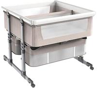 KRXSOBNV, Lettino for neonati gemelli, culla con cestello portaoggetti, lettino portatile, comodino anti emesi regolabile in altezza a 6 altezze Sleep by Me ，Lit bébé(Khaki)