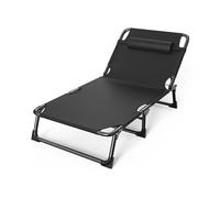 KRXSOBNV Letto pieghevole da esterno, letto singolo portatile rinforzato for la casa, letto pieghevole semplice for adulti, letto singolo reclinabile da esterno(Black)