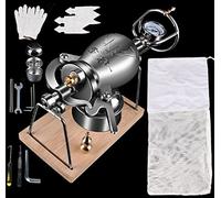 KRXSOBNV, Macchina for popcorn Mini macchina for popcorn for torrefazione professionale in acciaio inossidabile con manovella manuale Riscaldamento a gas Boost lento, argento,Macchina per popcorn