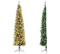 KRXSOBNV, Mezzo albero di Natale preilluminato da 7 piedi, alberi angolari salvaspazio con 150 luci a LED e supporto pieghevole in metallo, for decorazioni natalizie for ufficio casa,albero di natale