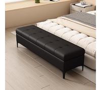 KRXSOBNV Mobiletto porta scarpe, Panca contenitore a fine letto con gambe, imbottita in pelle bottoni, for soggiorno, camera da, ingresso(Black,110X40X45cm)