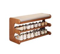 KRXSOBNV Mobiletto porta scarpe, Panca organizer for interni a 2 livelli con cuscino in pelle e sedile imbottito(Grey,80X29X40cm)