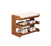 KRXSOBNV Mobiletto porta scarpe, Panca organizer for interni a 2 livelli con cuscino in pelle e sedile imbottito(White,55X29X40cm)