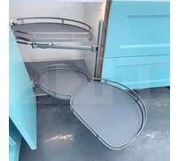 KRXSOBNV, Organizer estraibile for angolo cieco for armadio da cucina con ripiano basculante a 2 strati for armadi da 900 mm Organizer da cucina cromato grigio,Organizzatore ad angolo per cucina(Righ