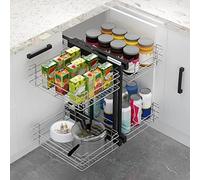 KRXSOBNV, Organizer estraibile for armadietto ad angolo cieco con 4 cestelli portaoggetti in acciaio inossidabile cromato Scaffale da cucina Scaffale estraibile ad angolo cieco for organizzare lattine
