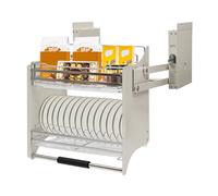 KRXSOBNV, Organizzatore con cestello estraibile a 2 livelli for armadi con apertura a sinistra e con apertura a destra, moderno scaffale ad angolo da cucina estraibile for riporre spezie, piatti e cio
