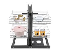 KRXSOBNV, Organizzatore con cestello estraibile a 2 livelli for armadi con apertura a sinistra e con apertura a destra, moderno scaffale ad angolo da cucina estraibile for riporre spezie, piatti e cio