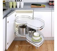 KRXSOBNV, Organizzatore Estraibile for Angolo Cieco for Armadietto da Cucina, Vassoio Girevole a 2 Livelli, Estraibile for Armadi da 800Mm-900Mm, Aperto a Destra/Sinistra Bianco, Apertura con Chiusura
