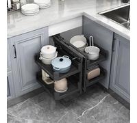 KRXSOBNV, Organizzatore Estraibile for Armadietto ad Angolo Cieco, 2 Ripiani su 4 Ripiani Cromati ad Angolo Cieco con Chiusura Ammortizzata, Ripiano for Scaffale Estraibile for Armadietto da Cucina ad