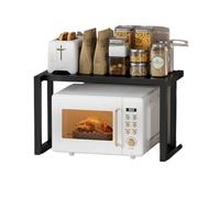 KRXSOBNV, Organizzatore for ripiani da appoggio, supporto for armadio for dispensa, cucina, bagno, sala lettura, camera da letto for risparmiare spazio ,Cremagliera per forno a microonde(Black)