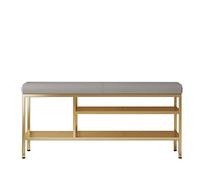 KRXSOBNV Panca for riporre le scarpe, Organizer for scarpe, Scarpiera, con contenitore e posti a sedere, for soggiorno, Camera da letto ai lati del letto, Corridoio(Grey+gold)