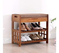 KRXSOBNV Panca for scarpe Scarpiera Organizzatore for scarpe a 2 livelli con cuscino imbottito Panche portaoggetti multifunzione in bambù for ingresso Corridoio Soggiorno Bagno(L/70CM)