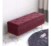 KRXSOBNV Panca portaoggetti imbottita in peluche, panca moderna for scarpe da ingresso, sgabello imbottito for poggiapiedi for soggiorno camera da letto(Wine Red,60x40x45cm(24x16x18inch))