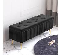 KRXSOBNV Panca portaoggetti imbottita in peluche, panca moderna for scarpe da ingresso, sgabello imbottito for poggiapiedi for soggiorno camera da letto(Black,60x40x45cm(24x16x18inch))