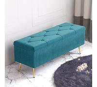 KRXSOBNV Panca portaoggetti imbottita in peluche, panca moderna for scarpe da ingresso, sgabello imbottito for poggiapiedi for soggiorno camera da letto(Blue,80x40x45cm(31x16x18inch))