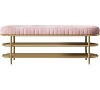 KRXSOBNV Panca portascarpe, organizer for scarpe da ingresso con seduta in velluto e struttura in metallo dorato(Pink,80 * 35 * 45cm)