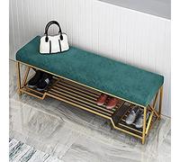 KRXSOBNV Panca scarpiera in flanella Sgabello for scarpe di lusso dorato for soggiorno, ingresso, corridoio, scarpiera, panca rosa(Green,80x35x45cm(31x14x18inch))