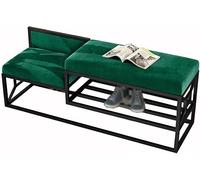 KRXSOBNV Panca scarpiera Panca scarpiera in metallo Panca portaoggetti Organizzatore di scarpe Panca imbottita Scarpiera for ingresso(Green+black,100 * 35 * 45cm)