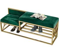 KRXSOBNV Panca scarpiera Panca scarpiera in metallo Panca portaoggetti Organizzatore di scarpe Panca imbottita Scarpiera for ingresso(Green,100 * 35 * 45cm)