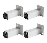 KRXSOBNV Piedi per mobili, Piedini di Supporto for Divano in Lega Alluminio, Quadrati ispessiti, Altezza Regolabile da 0 a 18 mm, for Bagno/Tavolo e Sedia(Silver,10cm(3.9in))