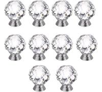KRXSOBNV Porta di cristallo., 10 pezzi, maniglia for cassetti a forma di diamante for for armadietto casa con vite(30 mm)