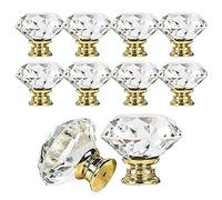 KRXSOBNV Porta di cristallo., 10 pomelli for porte in cristallo trasparente da 30 mm, for mobili, for cassetti e armadietti cucina + viti for decorazioni domestiche