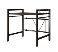 KRXSOBNV, Ripiano estensibile e regolabile for tostapane a microonde, organizer for bancone da cucina con supporto resistente con 3 ganci, ，Cremagliera per forno a microonde