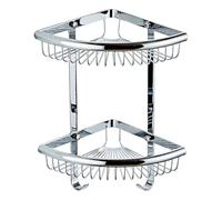 KRXSOBNV Scaffale da bagno, Mensole a parete for bagno e cucina, doppio organizer for cosmetici shampoo con scolapiatti(Chrome)