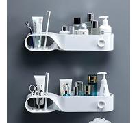 KRXSOBNV Scaffale da bagno, Portaoggetti da doccia a parete for shampoo, cosmetici, asciugamani e spazzolini denti(White 2pcs)