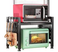 KRXSOBNV, Scaffale for microonde Scaffale resistente con taglieri Supporto for ripiani da cucina Organizer da banco con 4 ganci, può contenere 180 libbre ,Cremagliera per forno a microonde