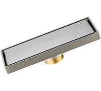 KRXSOBNV, Scarico for doccia lineare con filtro for capelli, scarico a pavimento for doccia rettangolare invisibile in ottone con coperchio rimovibile, scolapiatti e basamento ,Scarichi a pavimento(Br