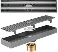 KRXSOBNV, Scarico for Doccia Rettangolare 304SUS con griglia di Copertura Rimovibile, scolapiatti con Filtro for Capelli e Basamento, 11,8 Pollici ,Scarichi a Pavimento