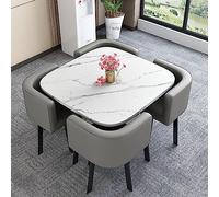KRXSOBNV, Sedia for Ufficio Moderno Quadrato Tavolo Da Formazione Seminari Sala Riunioni Scrivania Caffè Espresso Con 4 Sedie ergonomiche Supporto Lombare,Tavoli da conferenza(Light Gray)