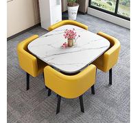 KRXSOBNV, Sedia for Ufficio Moderno Quadrato Tavolo Da Formazione Seminari Sala Riunioni Scrivania Caffè Espresso Con 4 Sedie ergonomiche Supporto Lombare,Tavoli da conferenza(Yellow)