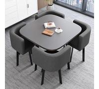 KRXSOBNV, Set tavolo rotondo e sedie con schienale, set da pranzo cucina, 5 pezzi, sedia for 4 persone, il salotto dell'appartamento familiare,Tavoli da conferenza(Dark Gray black Table)
