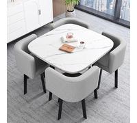 KRXSOBNV, Set tavolo rotondo e sedie con schienale, set da pranzo cucina, 5 pezzi, sedia for 4 persone, il salotto dell'appartamento familiare,Tavoli da conferenza(Gray white Table)