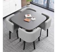 KRXSOBNV, Set tavolo rotondo e sedie con schienale, set da pranzo cucina, 5 pezzi, sedia for 4 persone, il salotto dell'appartamento familiare,Tavoli da conferenza(Gray black Table)
