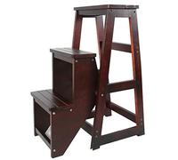 KRXSOBNV, Sgabello a Gradino Sedia a Scala Multifunzionale Pieghevole a 3 Livelli Panca Utilità, Sedia a in Legno, Decorativa,Sgabello Pieghevole(Black)