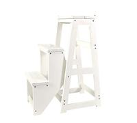 KRXSOBNV, Sgabello a Gradino Sedia a Scala Multifunzionale Pieghevole a 3 Livelli Panca Utilità, Sedia a in Legno, Decorativa,Sgabello Pieghevole(White)