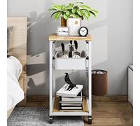 KRXSOBNV stoccaggio， Carrello multiuso con rotelle a 3 livelli, secchio portaoggetti e ruote, facile montaggio for bagno, cucina, ufficio(/White)
