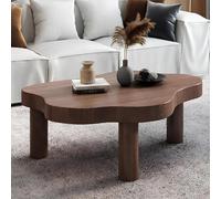KRXSOBNV, Tavolino da caffè moderno a forma di nuvola, con legno irregolare, angolare rotondo, spesso, 3 gambe, mobili per soggiorno, design unico, poggiapiedi (noce, 90 x 60 x 40 cm)