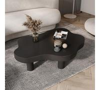 KRXSOBNV, Tavolino da caffè moderno a forma di nuvola, con legno irregolare, angolare rotondo, spesso, 3 gambe, mobili per soggiorno, design unico, poggiapiedi (nero, 80 x 55 x 40 cm)